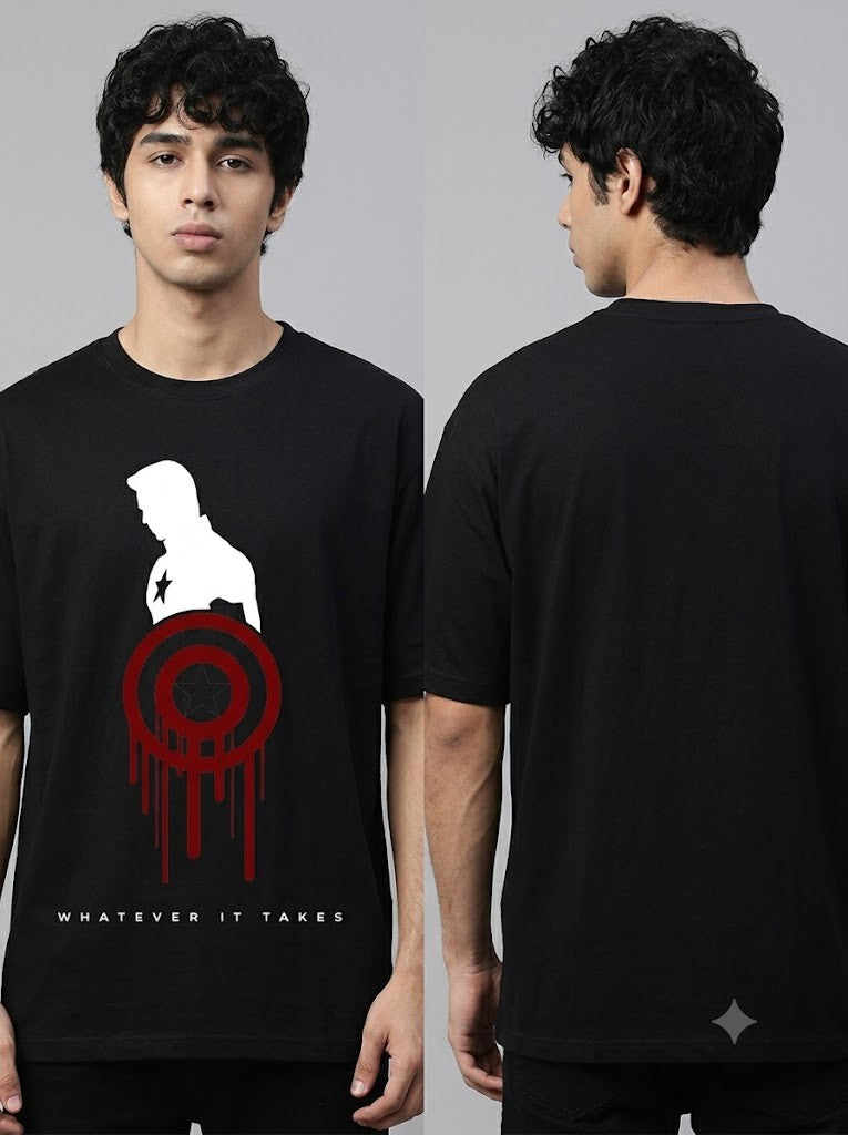 Captain America Printed Round Neck Oversize Pre-customized Tshirt for Men