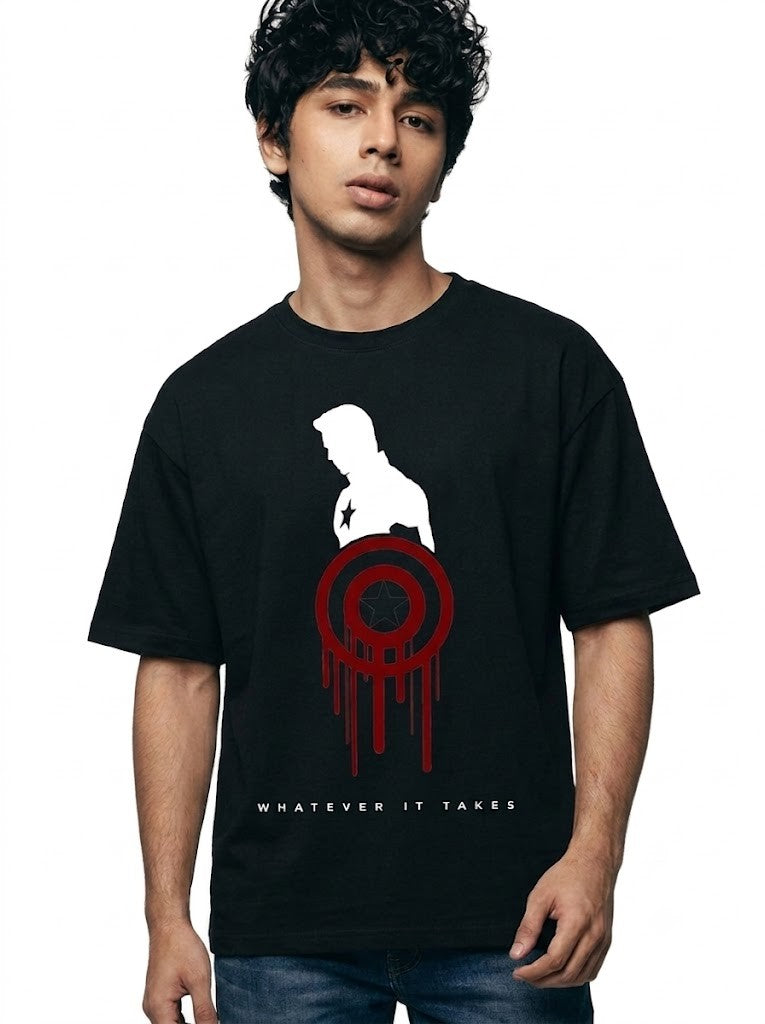 Captain America Printed Round Neck Oversize Pre-customized Tshirt for Men