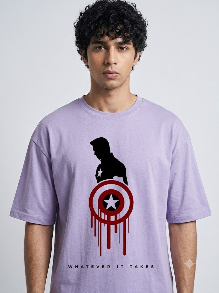 Captain America Printed Round Neck Oversize Pre-customized Tshirt for Men