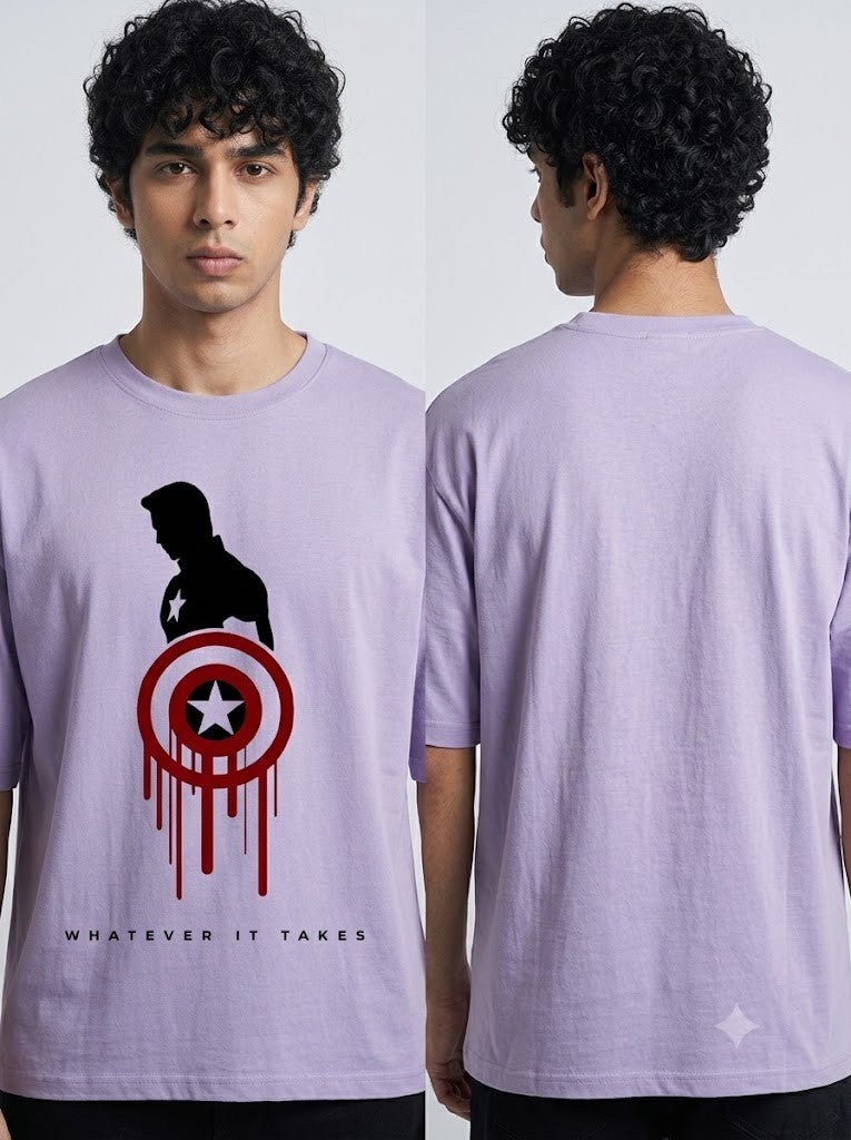 Captain America Printed Round Neck Oversize Pre-customized Tshirt for Men