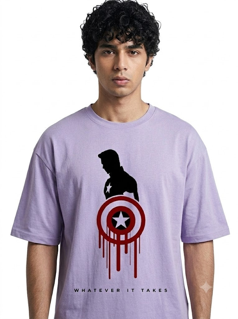 Captain America Printed Round Neck Oversize Pre-customized Tshirt for Men