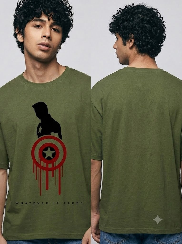 Captain America Printed Round Neck Oversize Pre-customized Tshirt for Men
