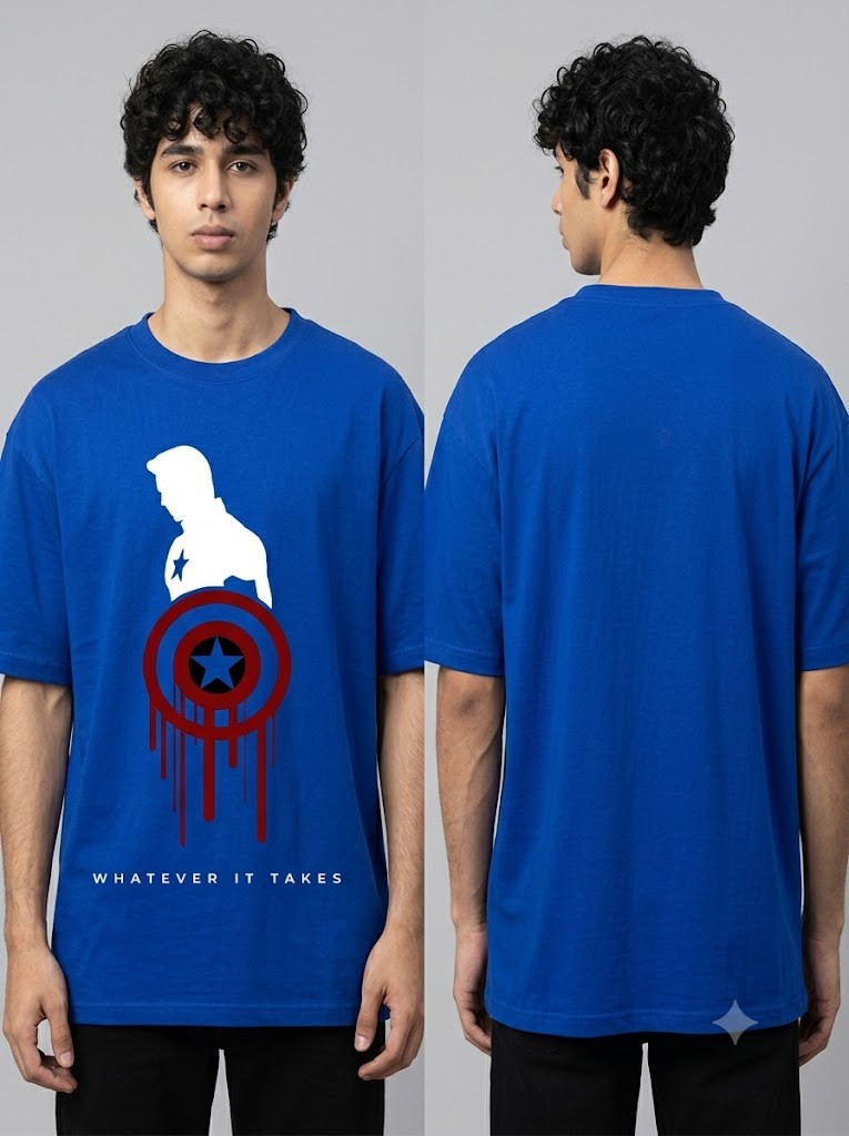 Captain America Printed Round Neck Oversize Pre-customized Tshirt for Men