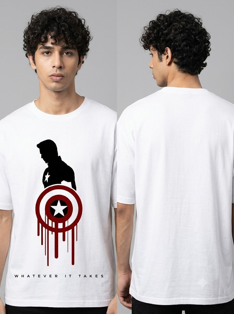 Captain America Printed Round Neck Oversize Pre-customized Tshirt for Men
