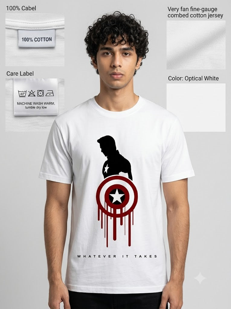 Captain America Printed Round Neck Oversize Pre-customized Tshirt for Men