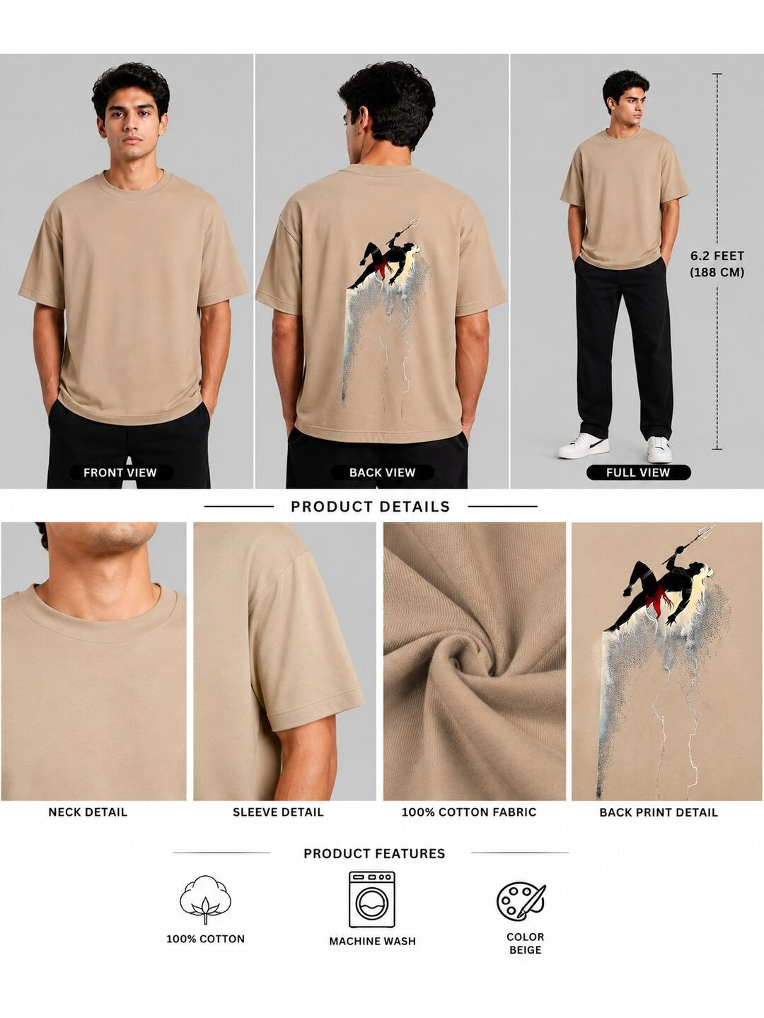 Desi Pride Printed Round Neck Oversize Pre-customized Tshirt for Men