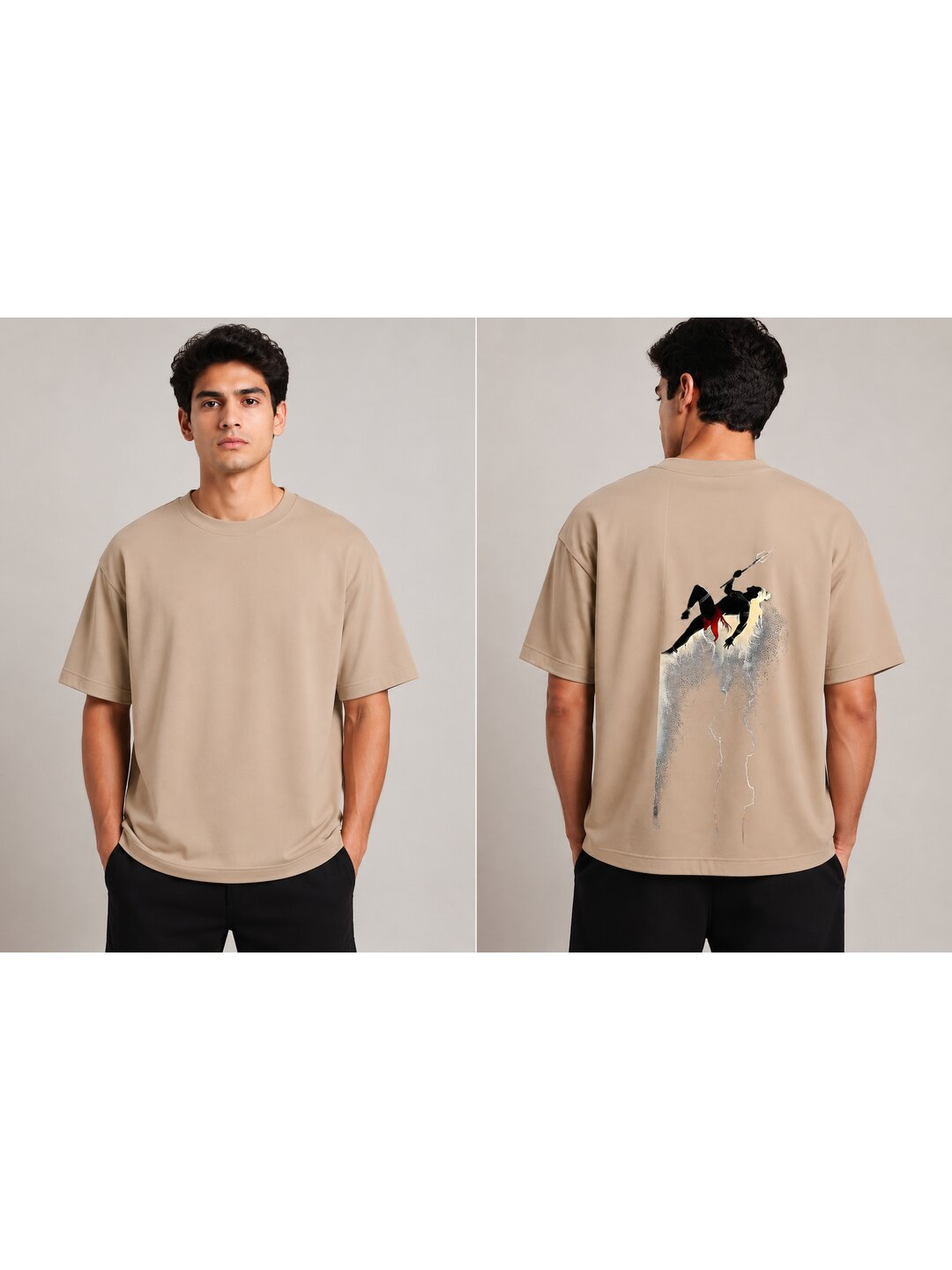 Bharat 01 Printed Round Neck Oversized Pre customized Tshirt for Men