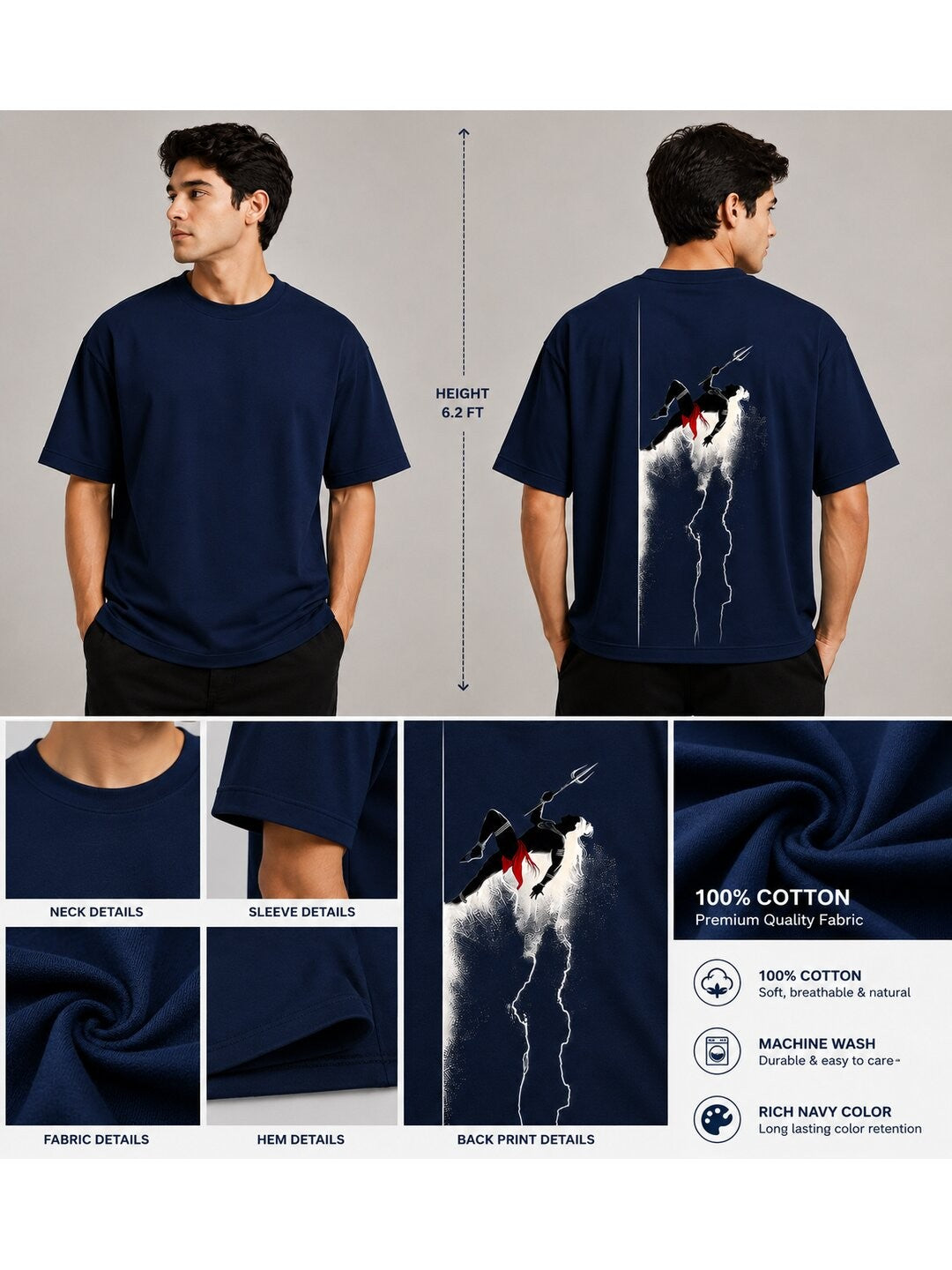 Desi Pride Printed Round Neck Oversize Pre-customized Tshirt for Men