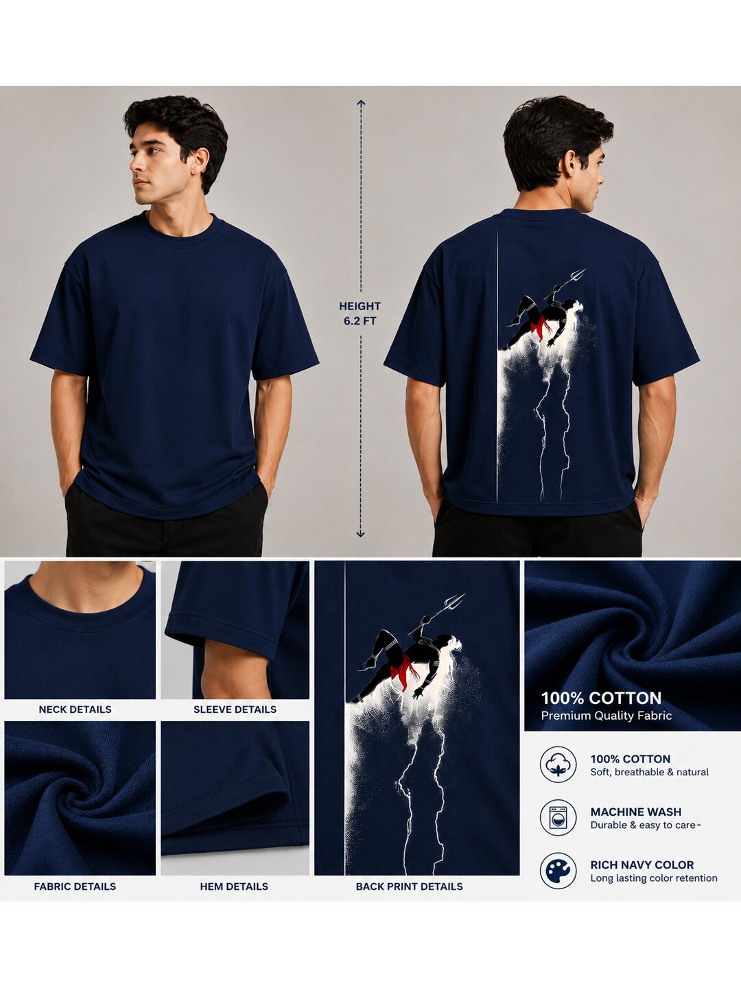 Bharat 01 Printed Round Neck Oversized Pre customized Tshirt for Men