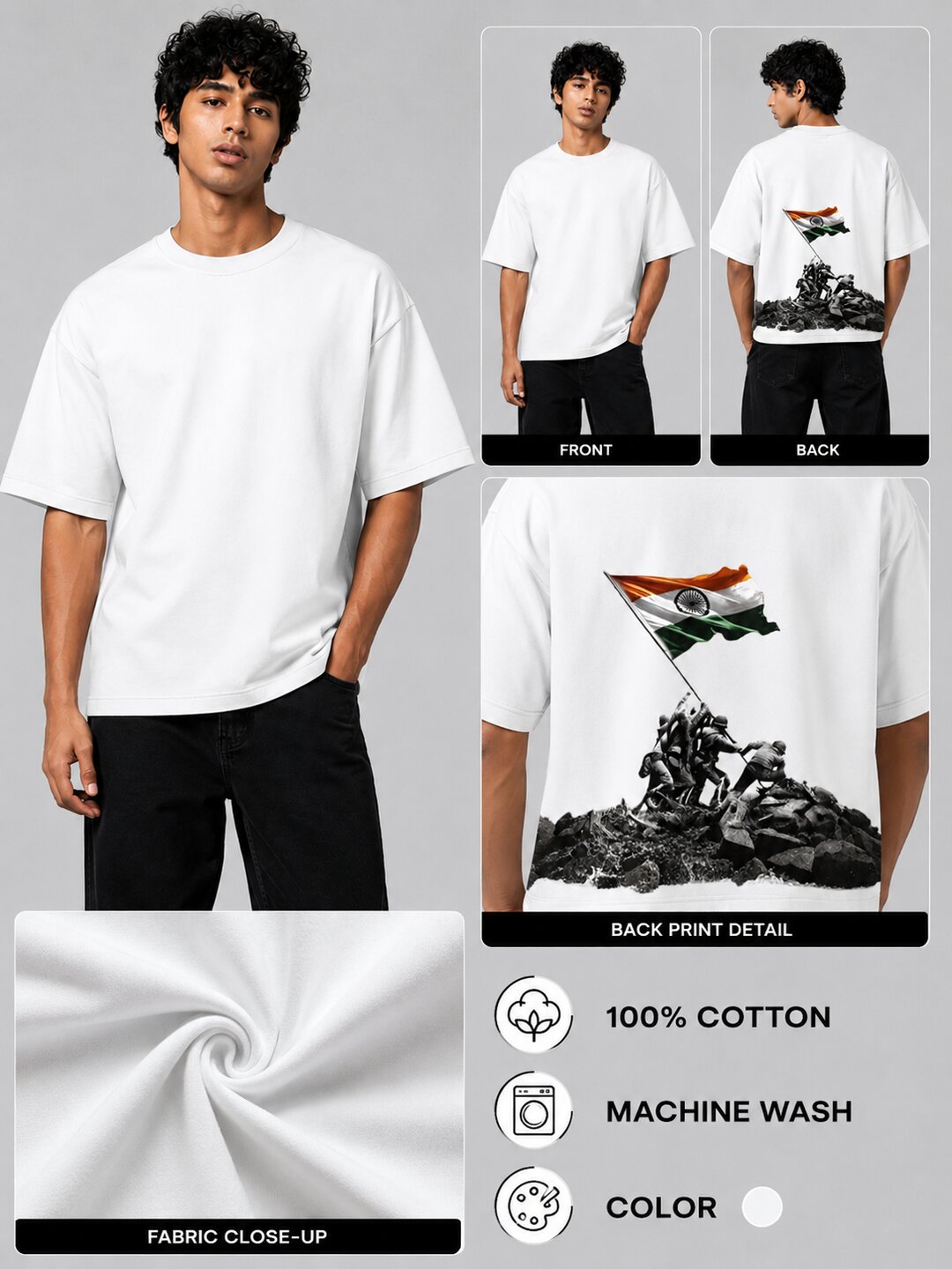 Kargil peak Printed Round Neck Oversize Pre-customized Tshirt for Men