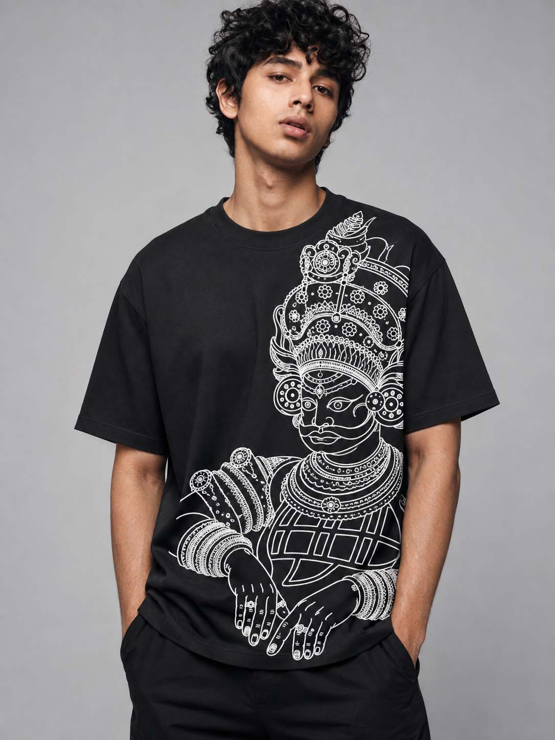 Kathak Printed Round Neck Oversize Pre-customized Tshirt for Men