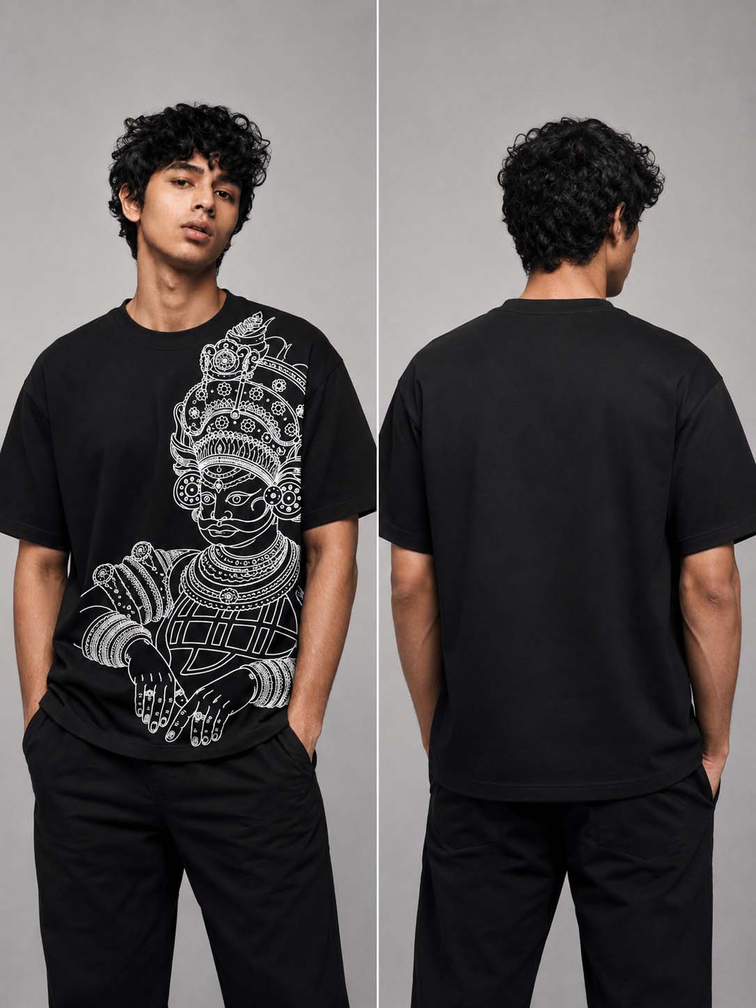 Kathak Printed Round Neck Oversize Pre-customized Tshirt for Men
