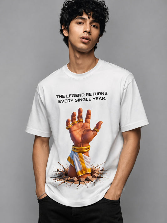Onam-Hand Printed Round Neck Oversize Pre-customized Tshirt for Men