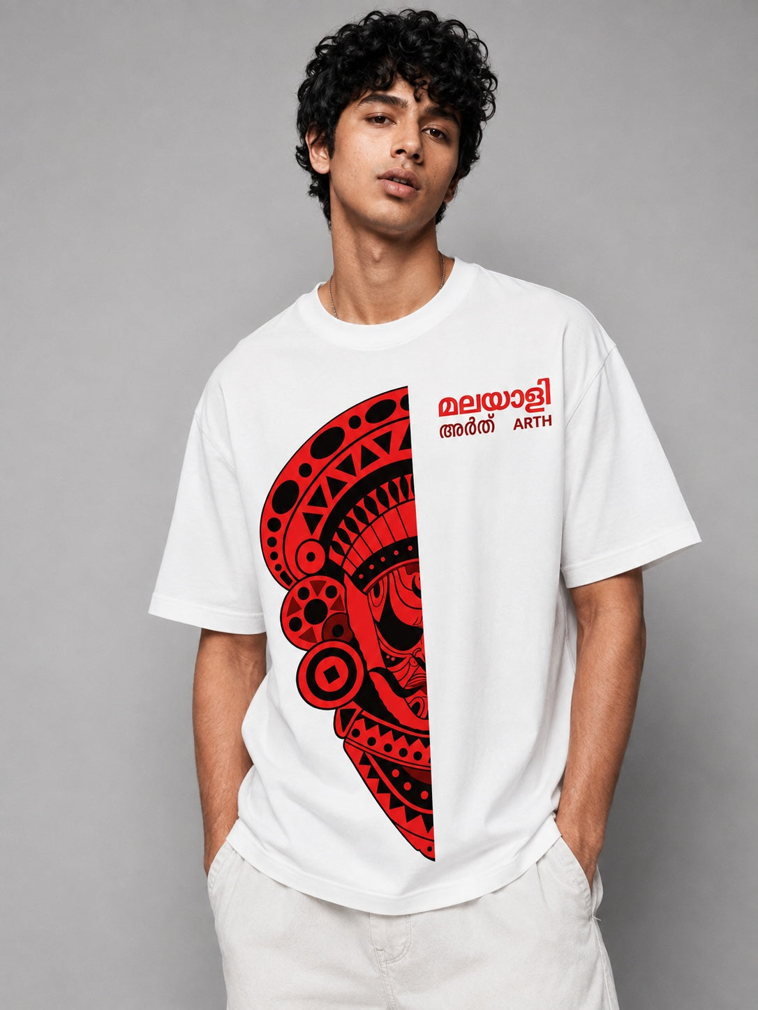 ArthMalyalam Printed Round Neck Oversize Pre-customized Tshirt for Men