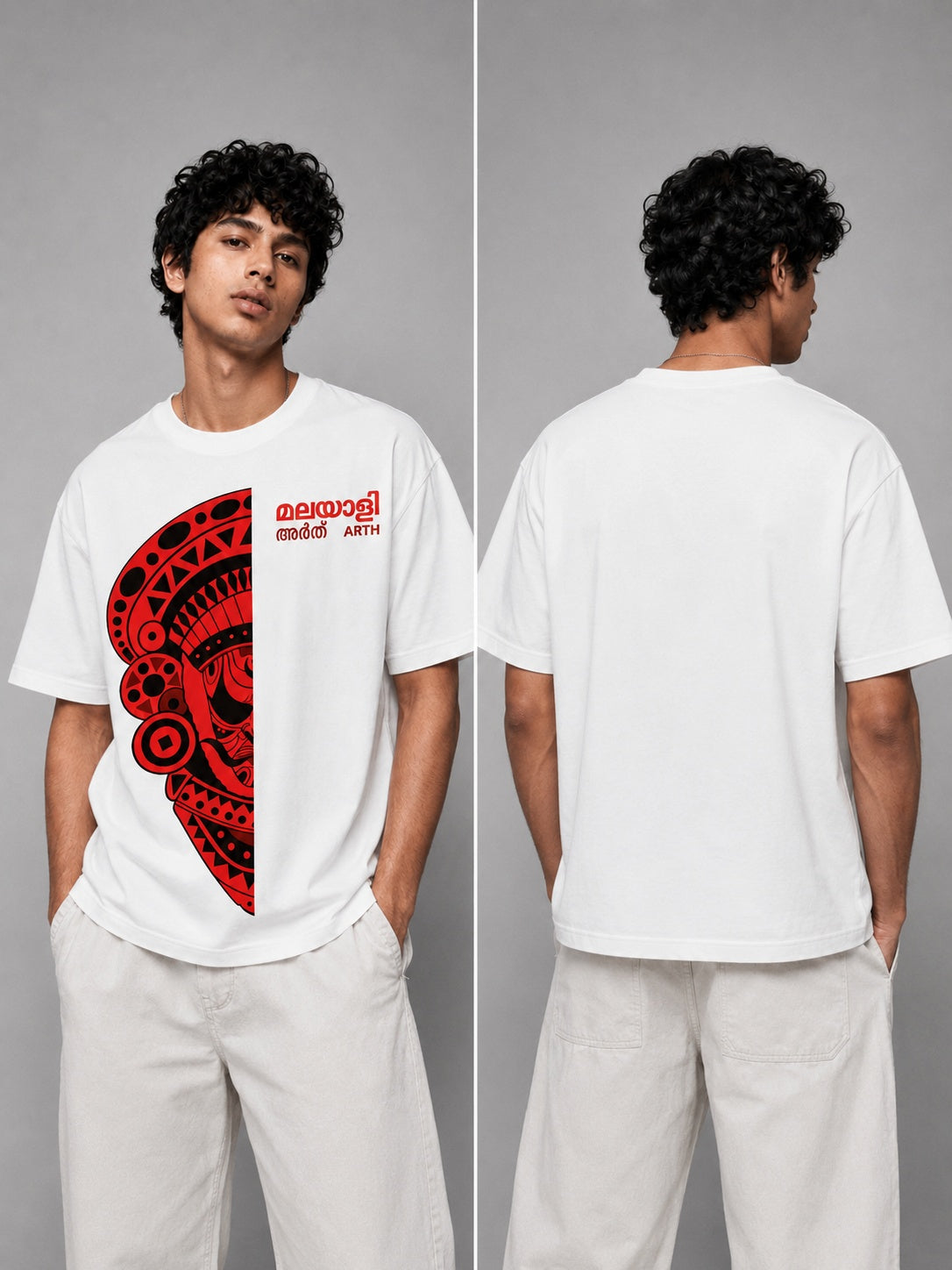 ArthMalyalam Printed Round Neck Oversize Pre-customized Tshirt for Men