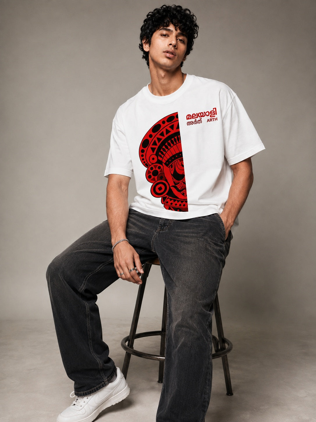 ArthMalyalam Printed Round Neck Oversize Pre-customized Tshirt for Men