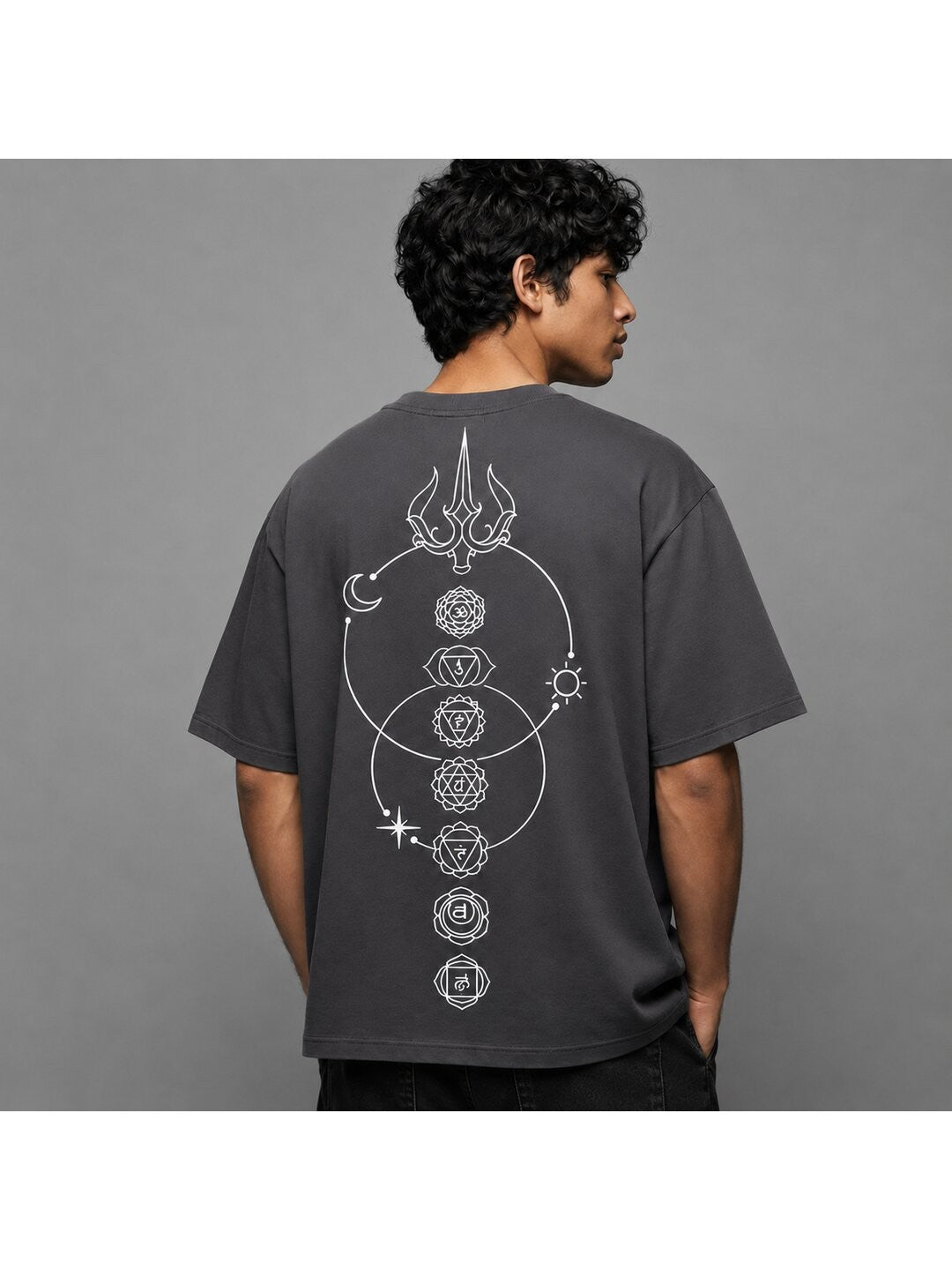 Lunar Drift Printed Round Neck Oversize Pre-customized Tshirt for Men