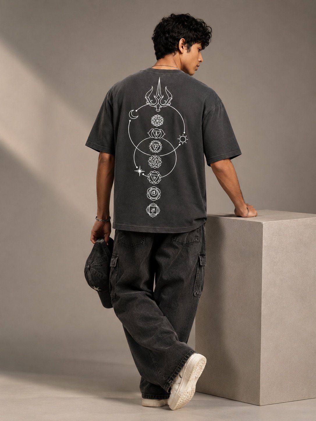 Lunar Drift Printed Round Neck Oversize Pre-customized Tshirt for Men