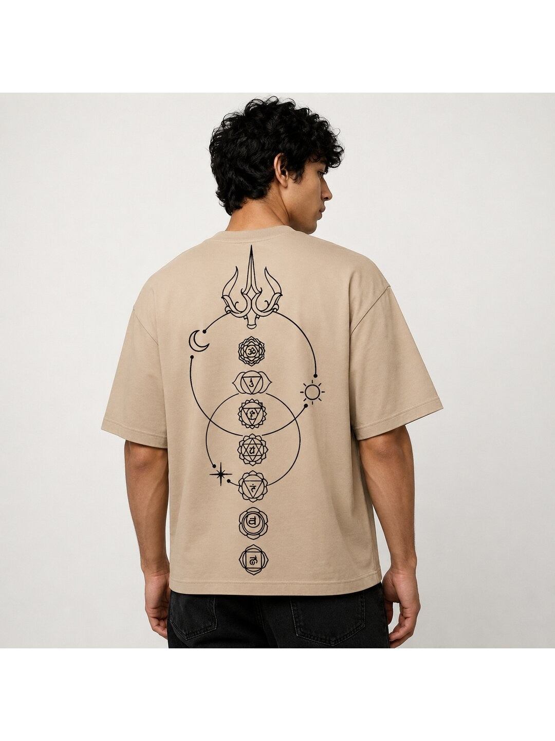 Lunar Drift Printed Round Neck Oversize Pre-customized Tshirt for Men