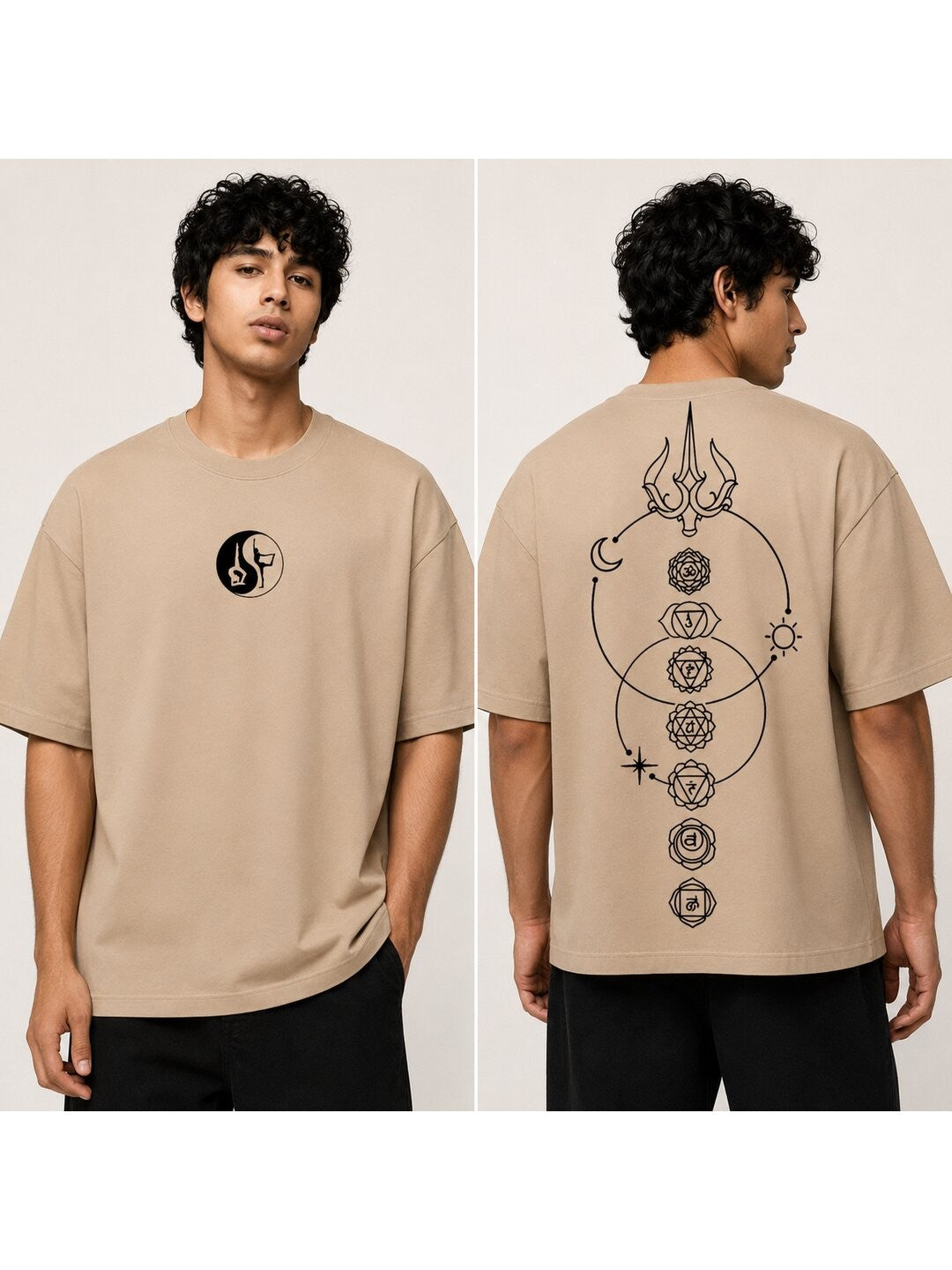 Lunar Drift Printed Round Neck Oversize Pre-customized Tshirt for Men