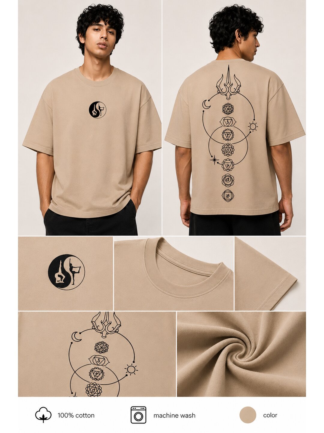 Lunar Drift Printed Round Neck Oversize Pre-customized Tshirt for Men