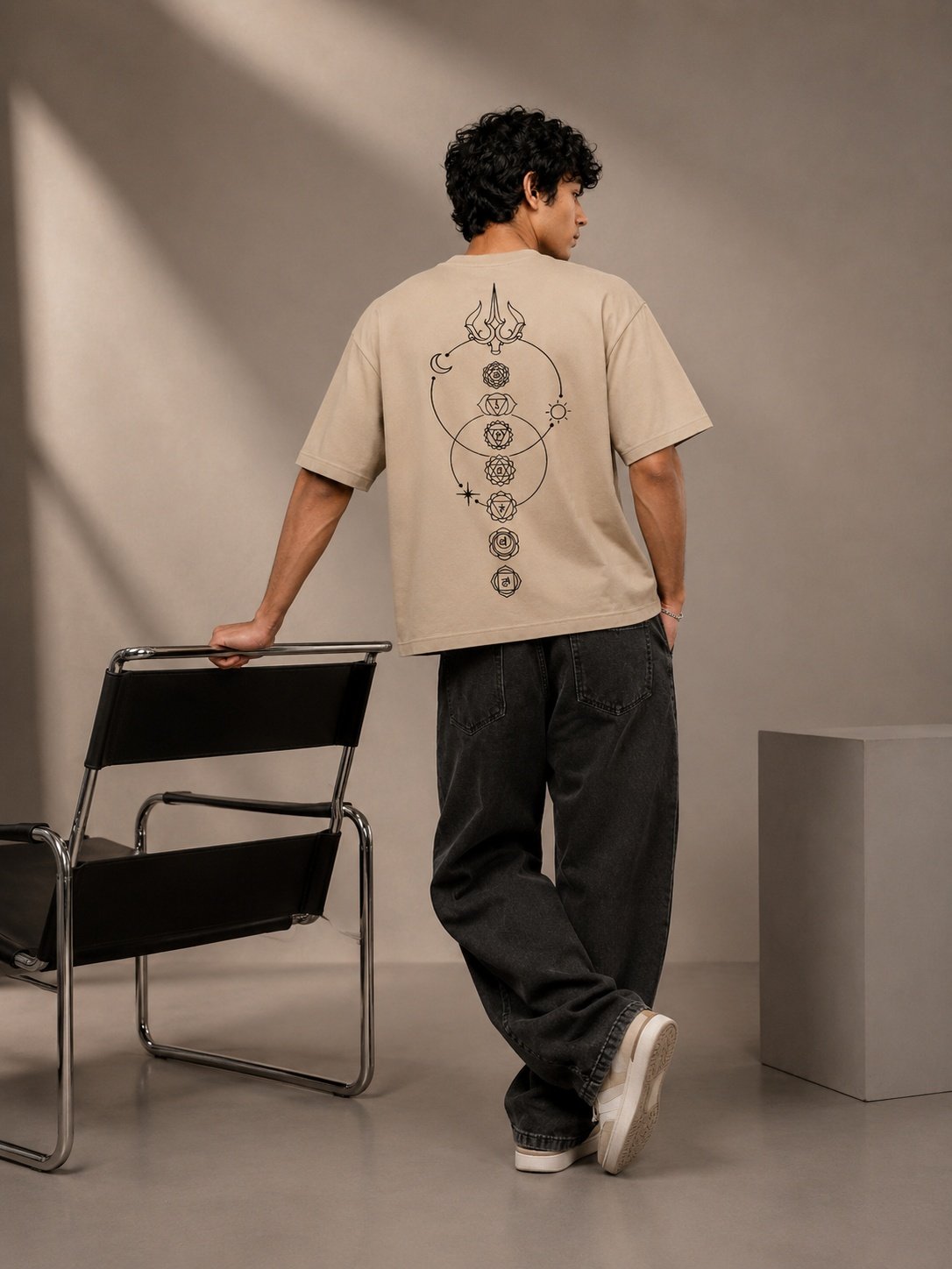 Lunar Drift Printed Round Neck Oversize Pre-customized Tshirt for Men