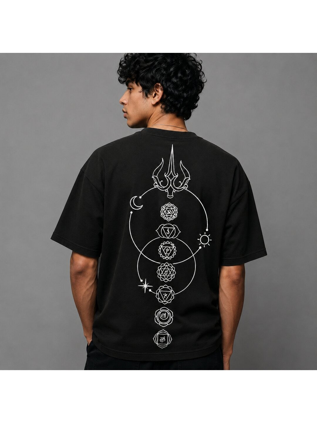 Lunar Drift Printed Round Neck Oversize Pre-customized Tshirt for Men