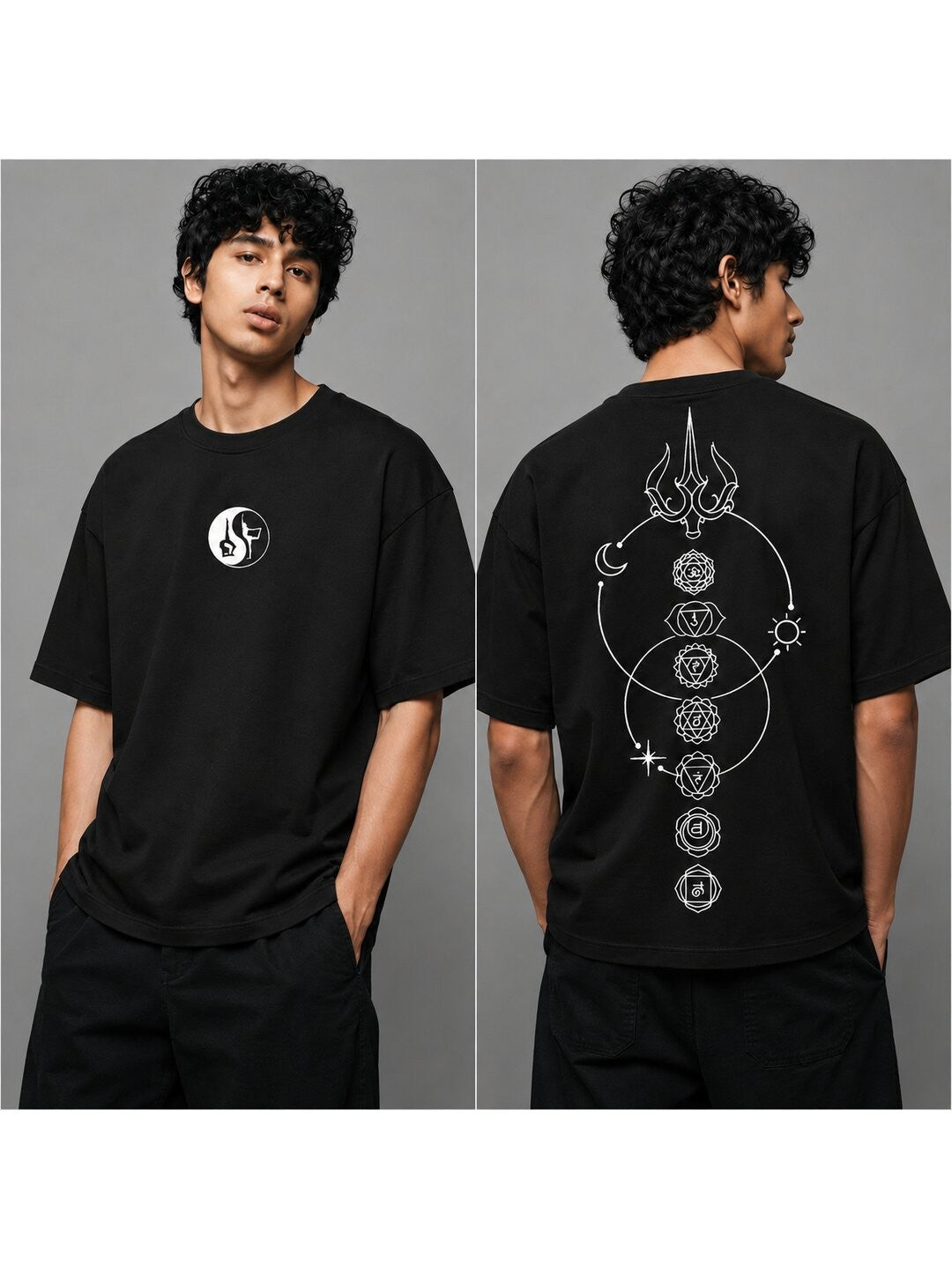 Lunar Drift Printed Round Neck Oversize Pre-customized Tshirt for Men