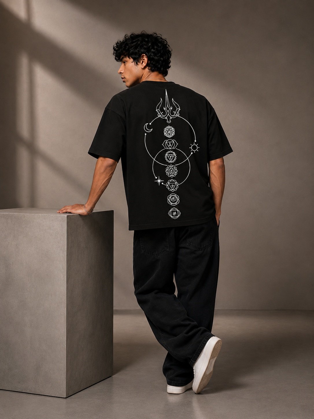 Lunar Drift Printed Round Neck Oversize Pre-customized Tshirt for Men