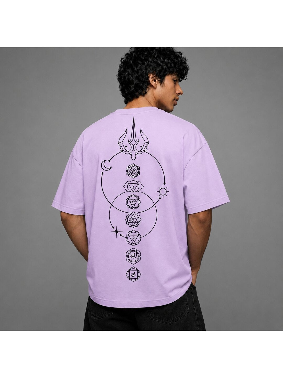Lunar Drift Printed Round Neck Oversize Pre-customized Tshirt for Men