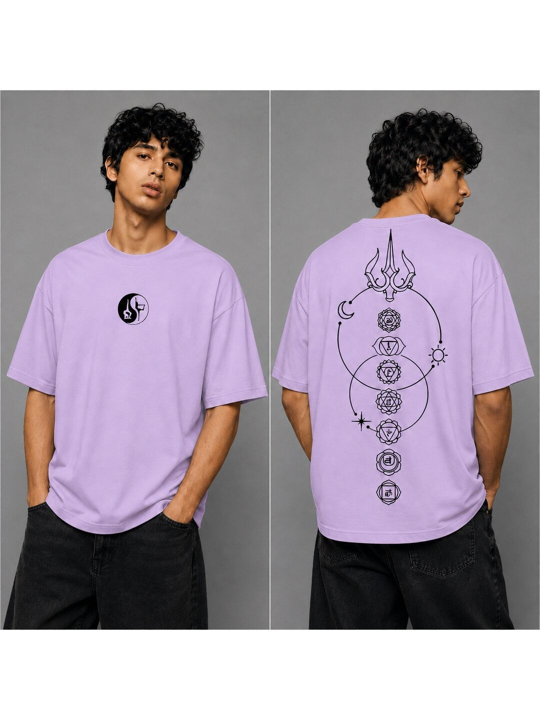 Lunar Drift Printed Round Neck Oversize Pre-customized Tshirt for Men