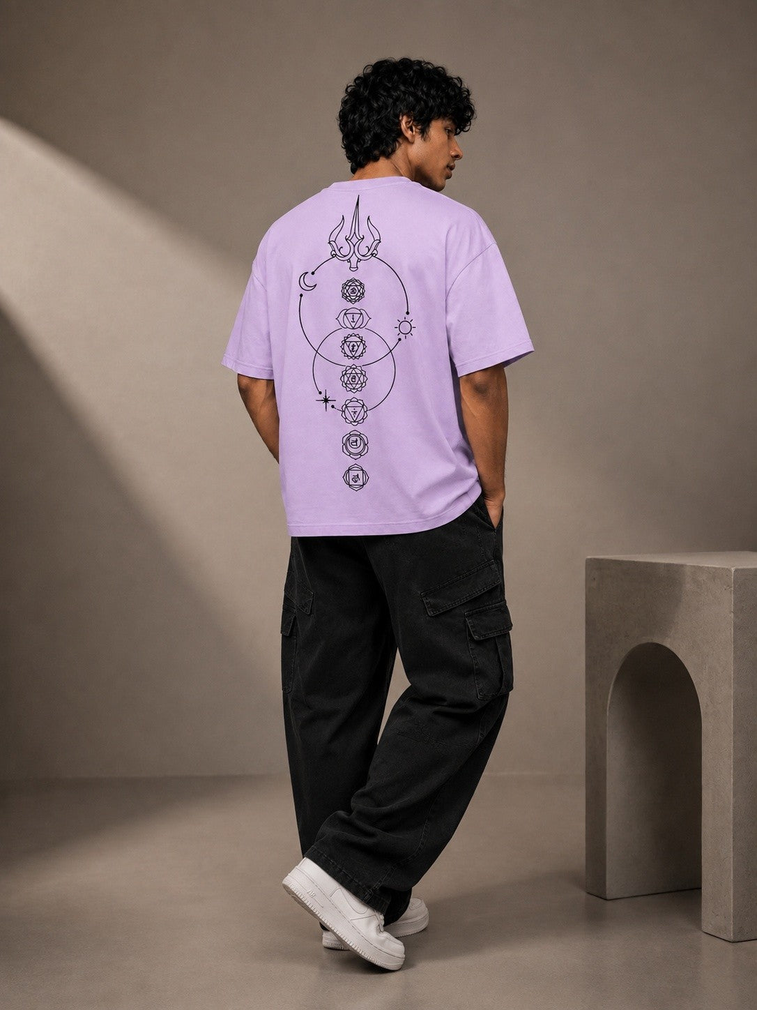 Lunar Drift Printed Round Neck Oversize Pre-customized Tshirt for Men