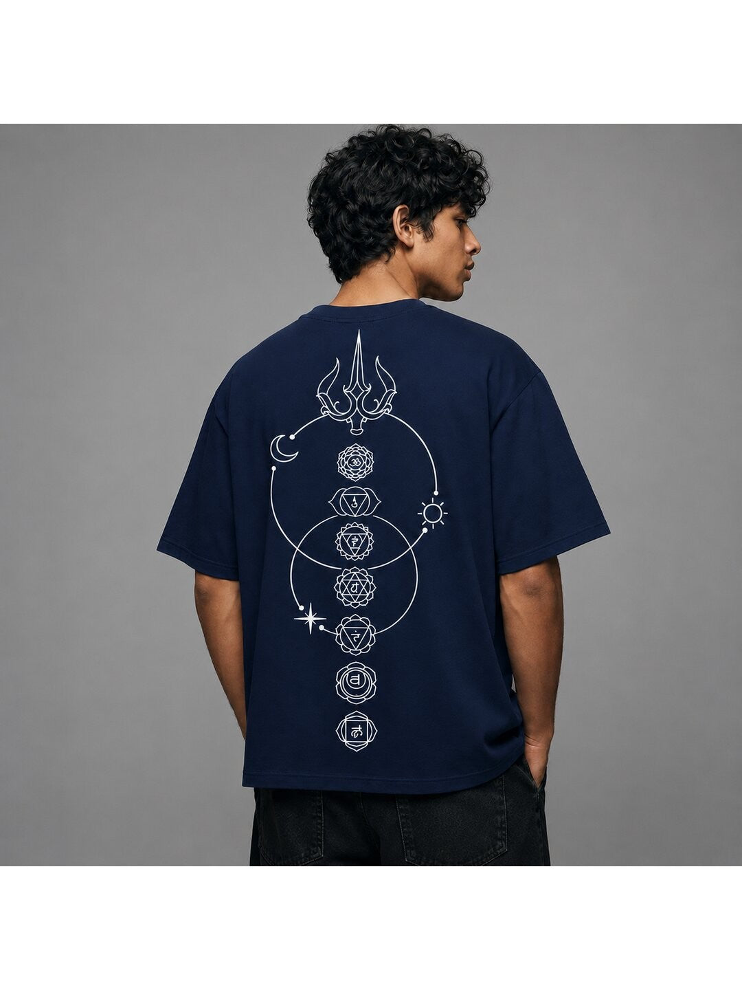 Lunar Drift Printed Round Neck Oversize Pre-customized Tshirt for Men