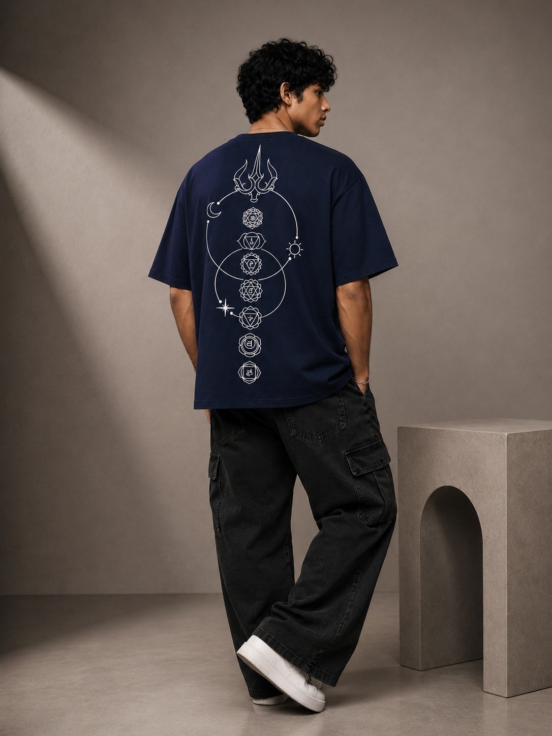 Lunar Drift Printed Round Neck Oversize Pre-customized Tshirt for Men