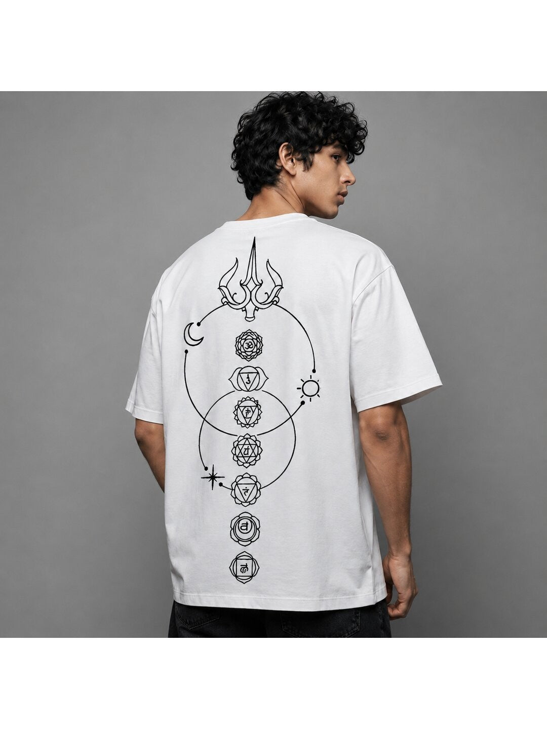 Lunar Drift Printed Round Neck Oversize Pre-customized Tshirt for Men