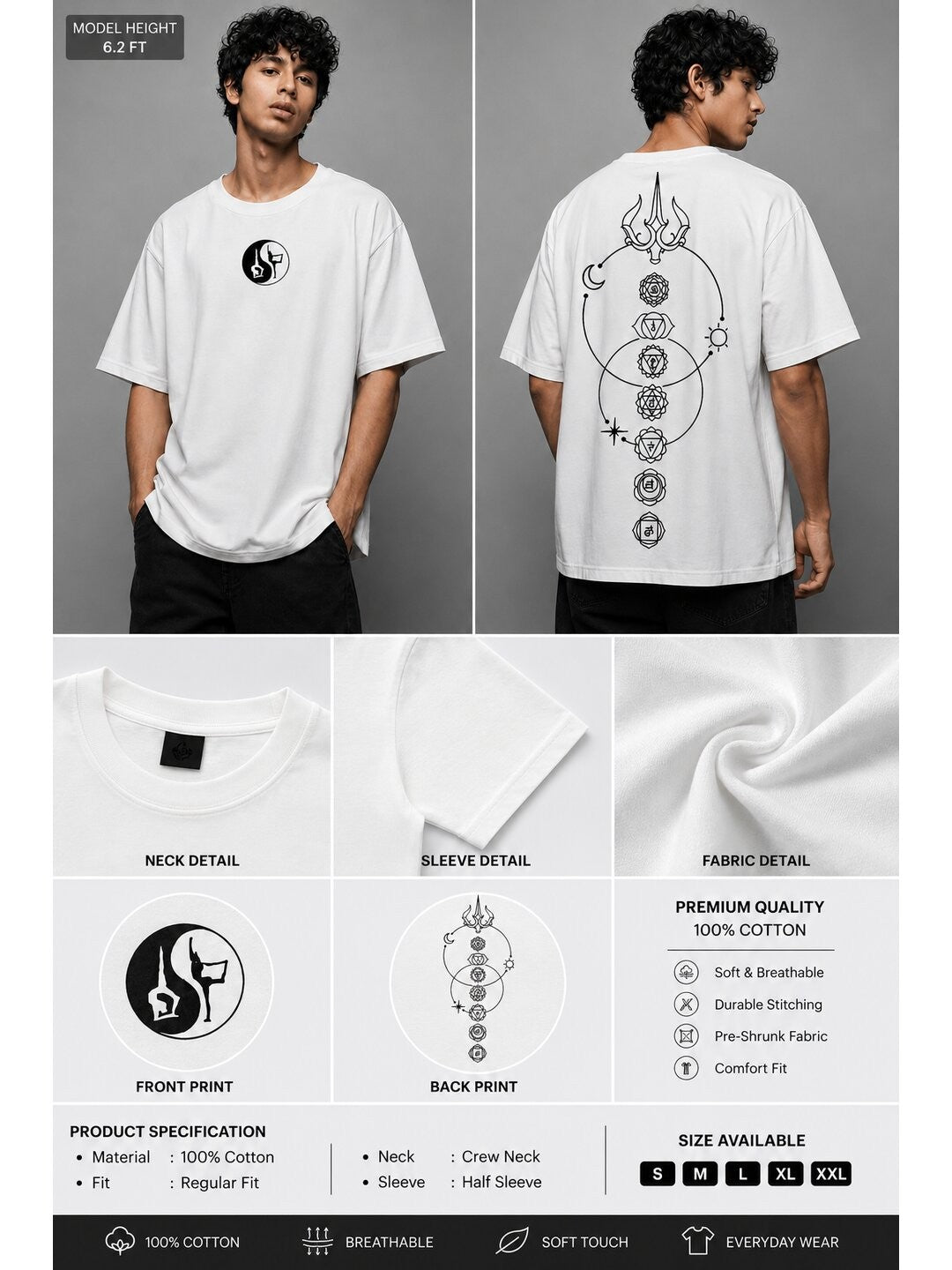 Lunar Drift Printed Round Neck Oversize Pre-customized Tshirt for Men