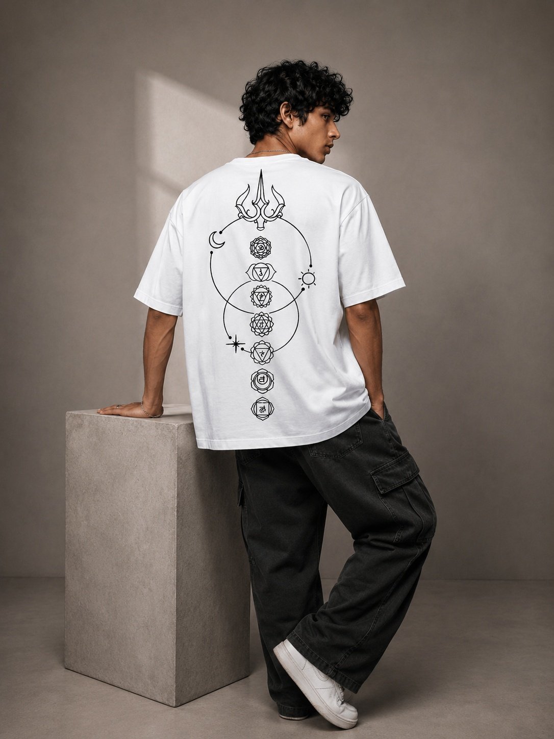 Lunar Drift Printed Round Neck Oversize Pre-customized Tshirt for Men