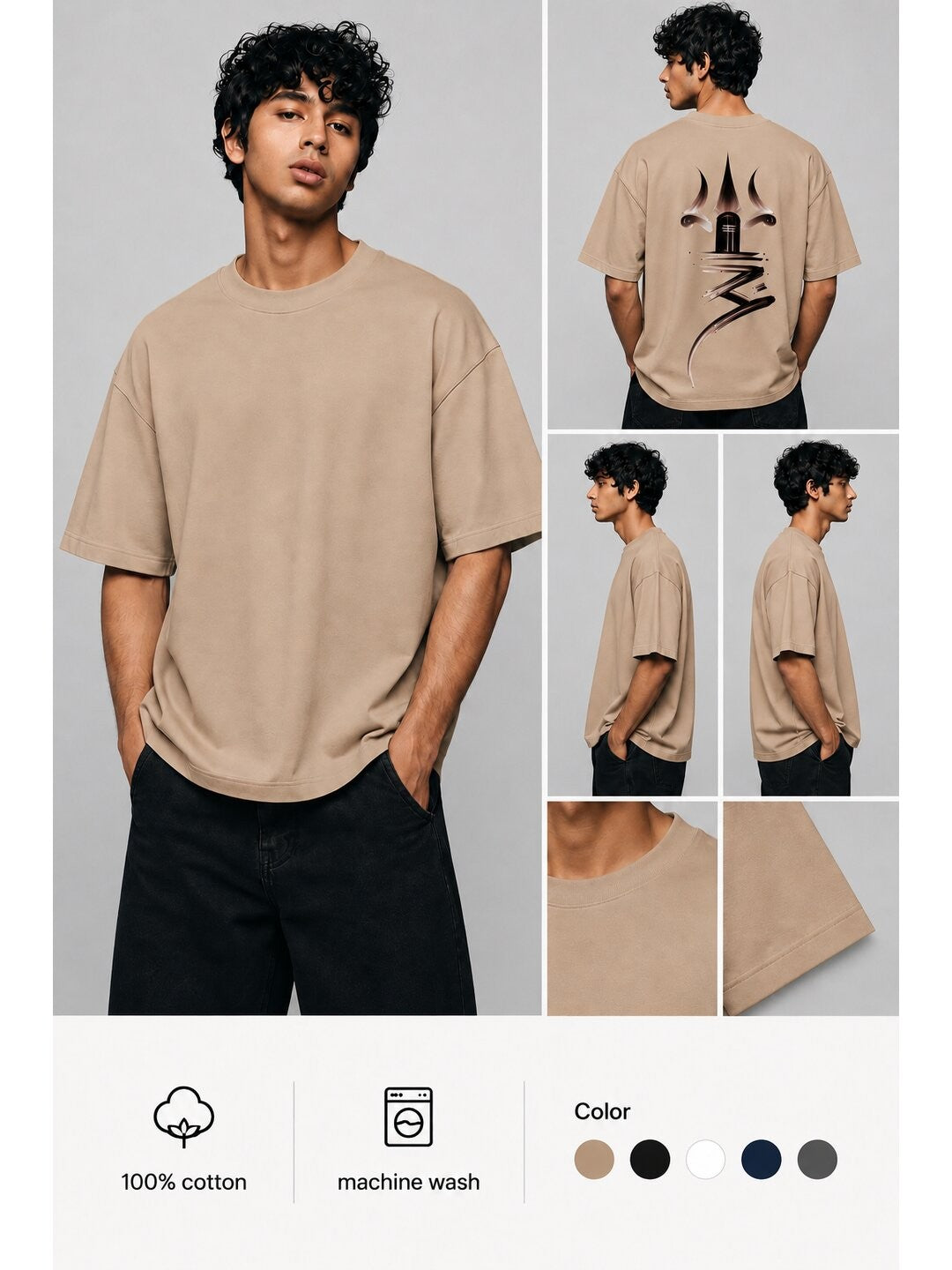 Shiva Printed Round Neck Oversize Pre-customized Tshirt for Men