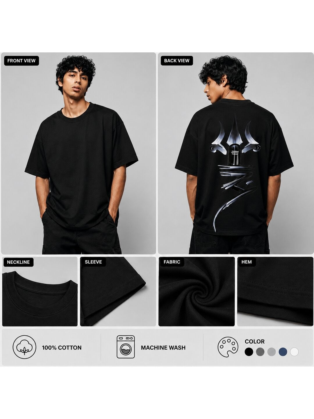 Shiva Printed Round Neck Oversize Pre-customized Tshirt for Men