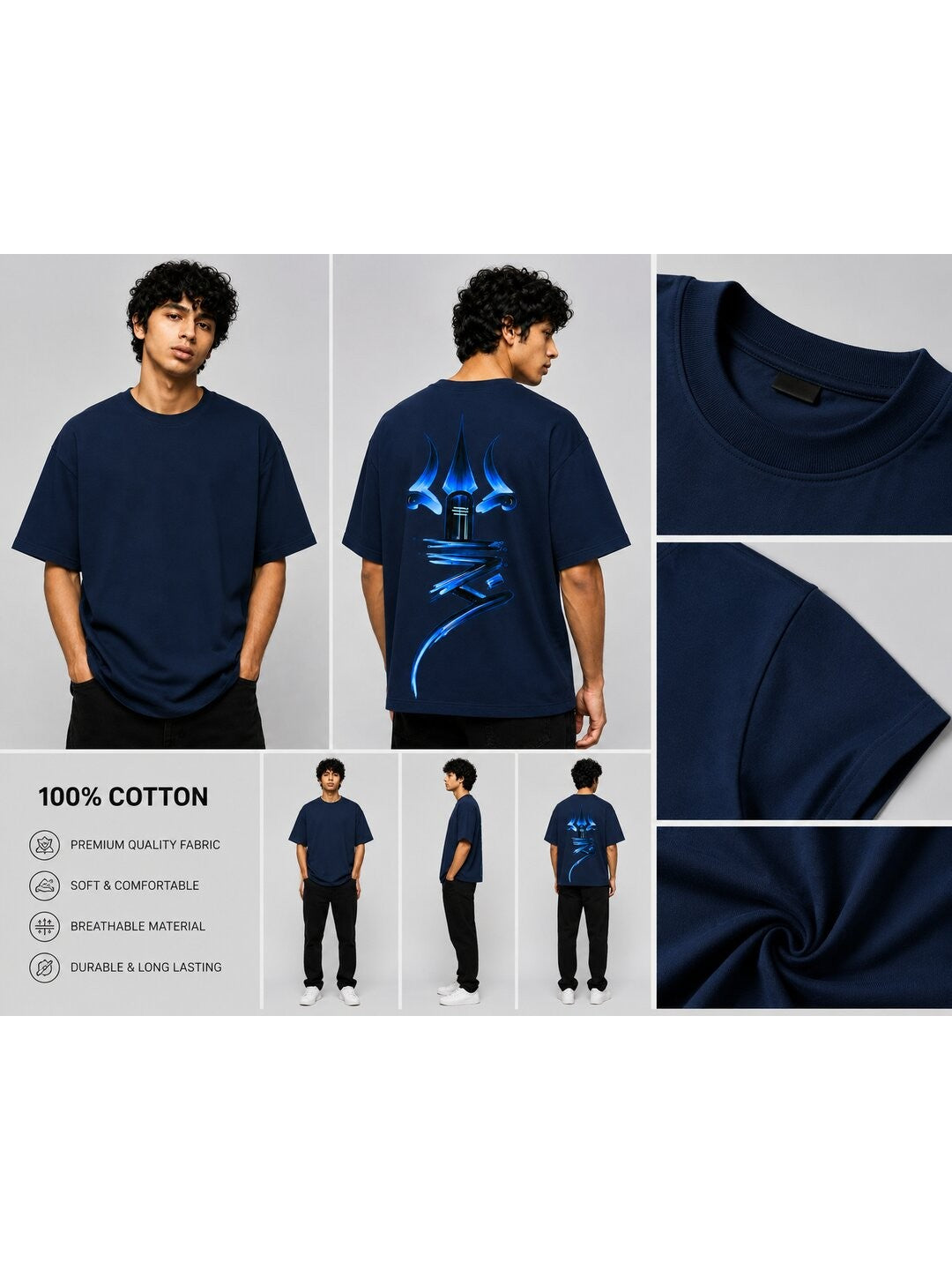 Shiva Printed Round Neck Oversize Pre-customized Tshirt for Men