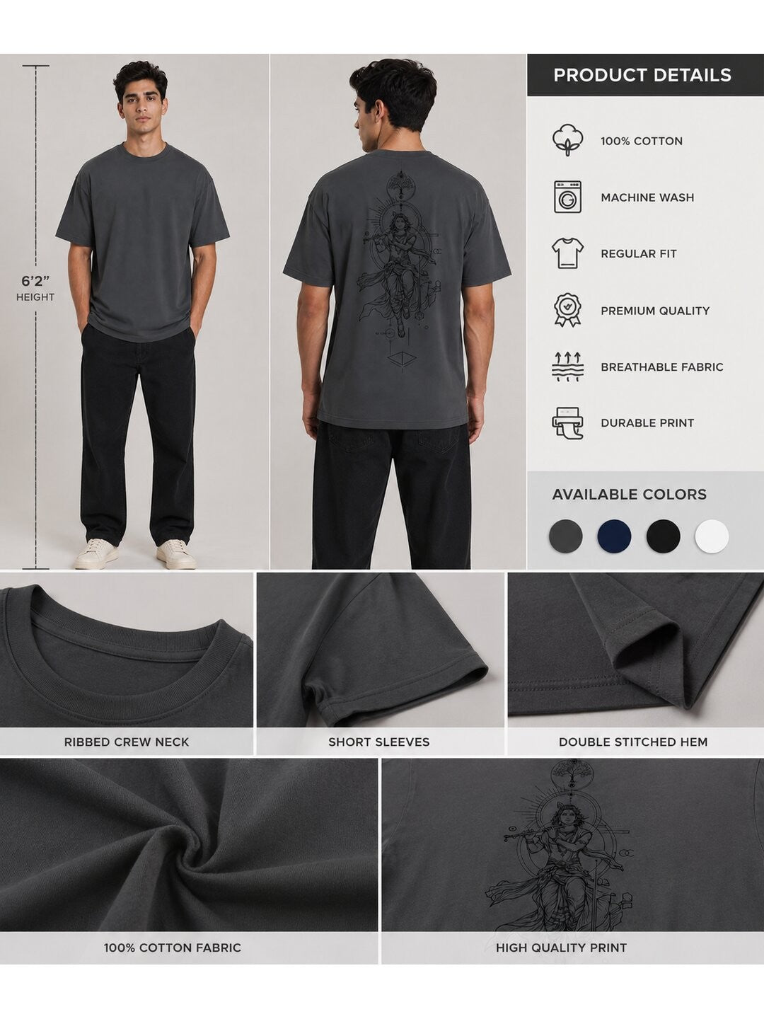 Ultimate Avatar Printed Round Neck Oversize Pre-customized Tshirt for Men