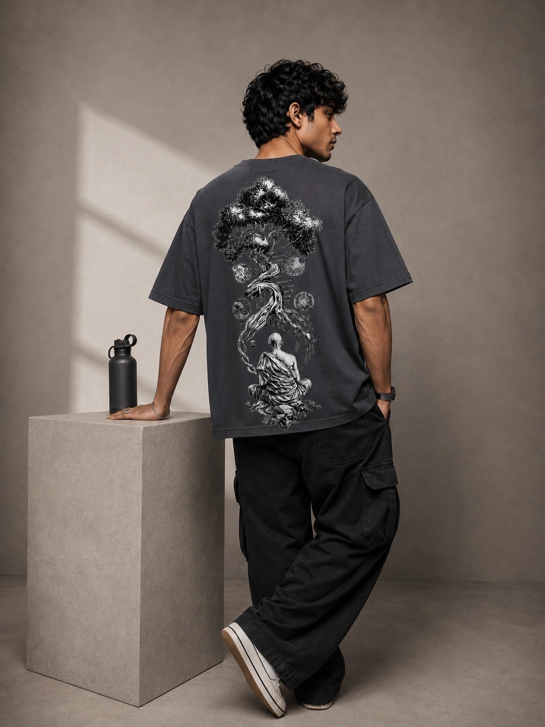 Galaxy Bloom Printed Round Neck Oversize Pre-customized Tshirt for Men