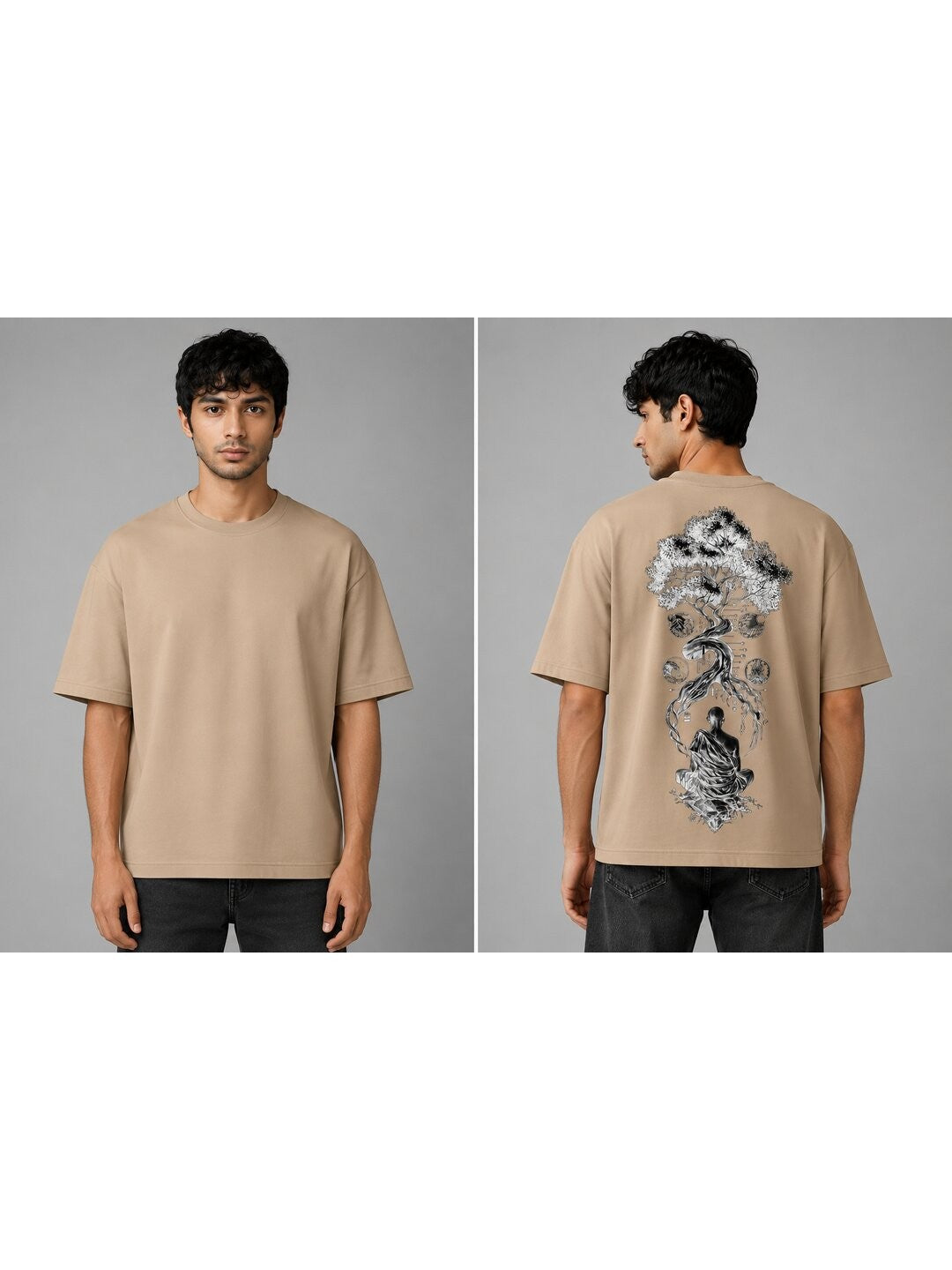 Galaxy Bloom Printed Round Neck Oversize Pre-customized Tshirt for Men