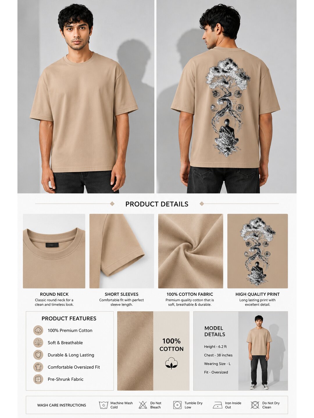 Galaxy Bloom Printed Round Neck Oversize Pre-customized Tshirt for Men