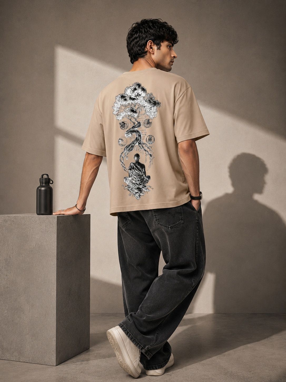 Galaxy Bloom Printed Round Neck Oversize Pre-customized Tshirt for Men