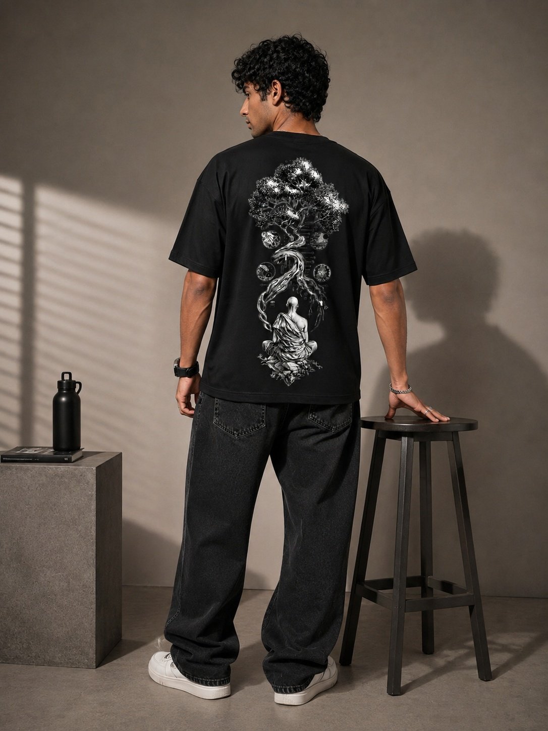 Galaxy Bloom Printed Round Neck Oversize Pre-customized Tshirt for Men