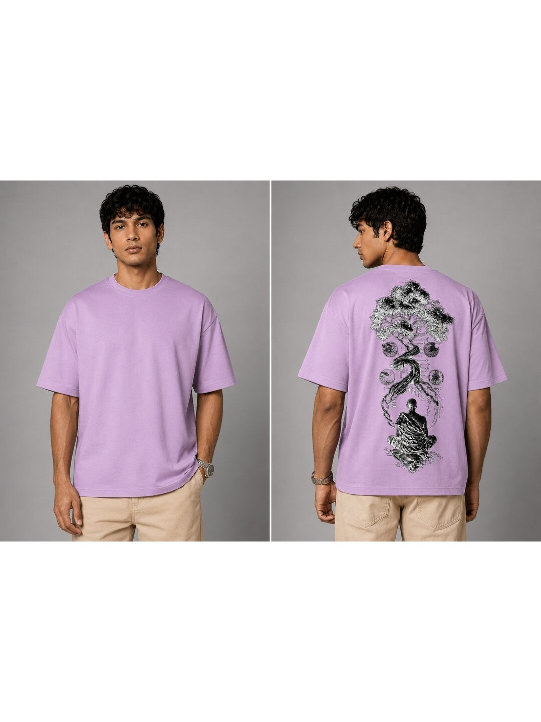 Galaxy Bloom Printed Round Neck Oversize Pre-customized Tshirt for Men
