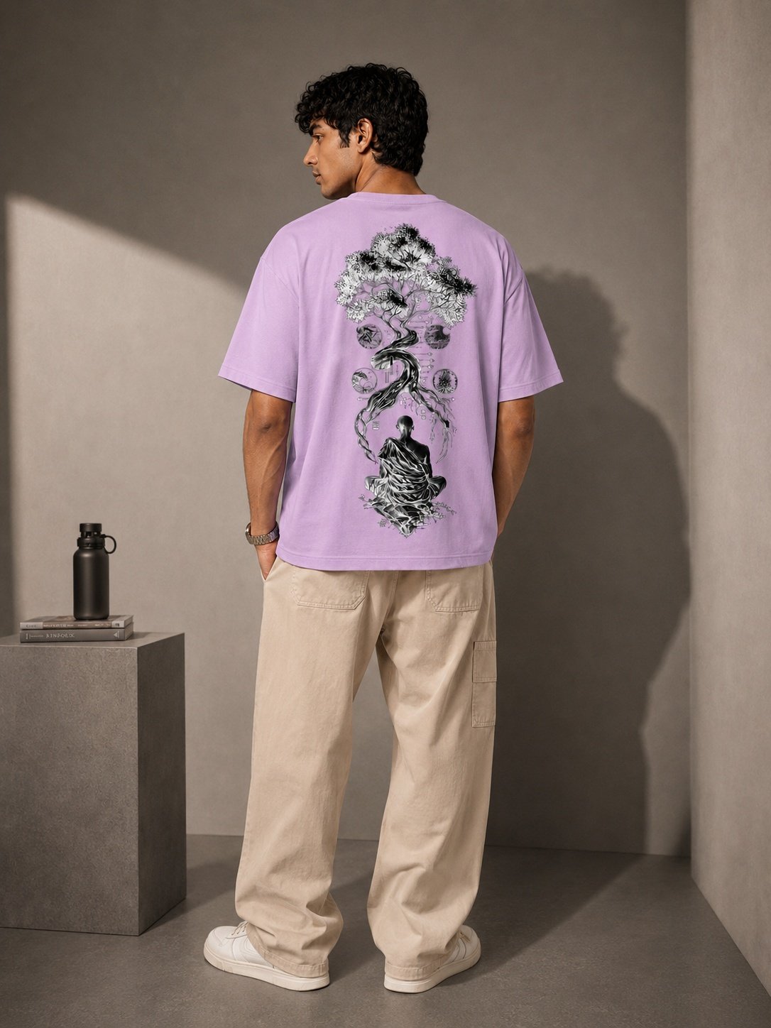 Galaxy Bloom Printed Round Neck Oversize Pre-customized Tshirt for Men