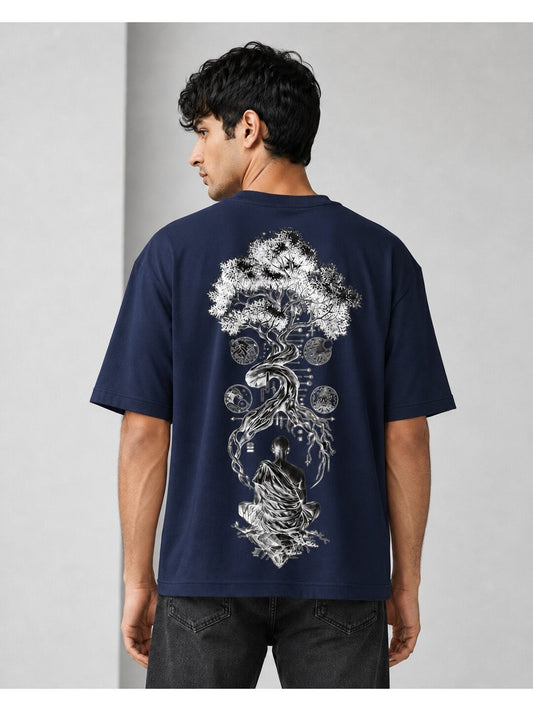 Galaxy Bloom Printed Round Neck Oversize Pre-customized Tshirt for Men