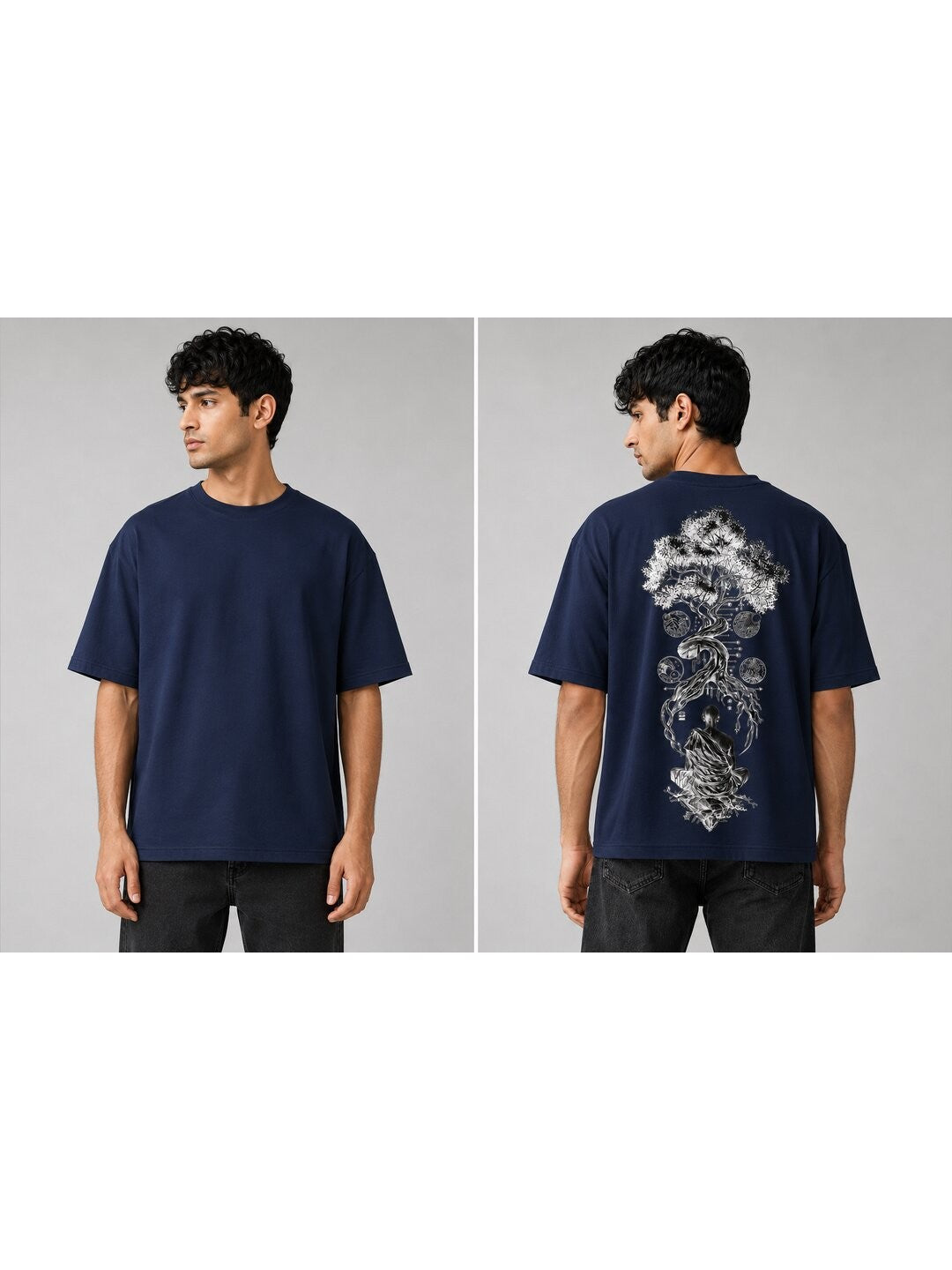 Galaxy Bloom Printed Round Neck Oversize Pre-customized Tshirt for Men
